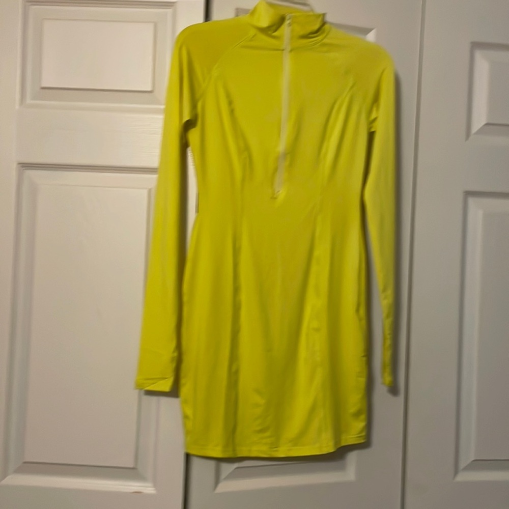 Neon yellow curvy poly dress lg